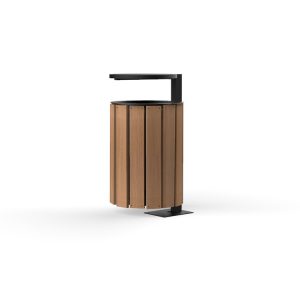 Basurero cilindro con madera y tapa 92H
