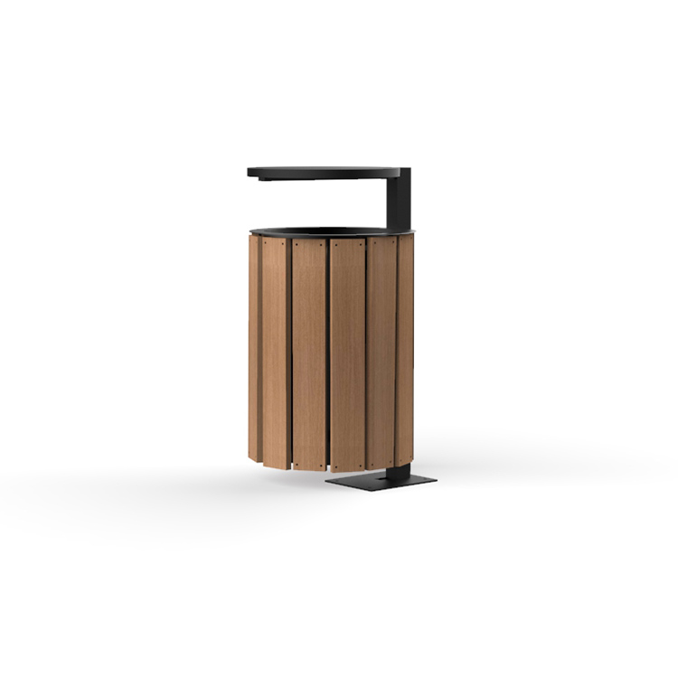 Basurero cilindro con madera y tapa 92H